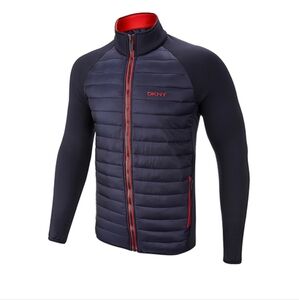 DKNY | Men's Dark Navy/Red Zip Up Quilted Insulated Padded Golf Jacket